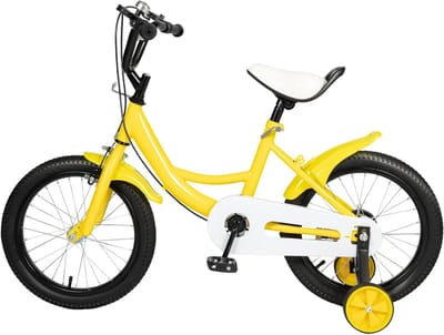 Kinderfiets - Jongens Meisjes Fiets - Veilig Leren Fietsen - Schokabsorberende Banden - 16 Inch - Geel
