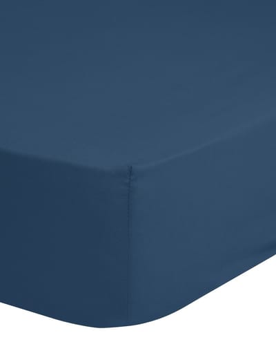 Good Morning hoeslaken effen kleur - Lits jumeaux 180x200 cm - Denim - 100% Katoen renforce