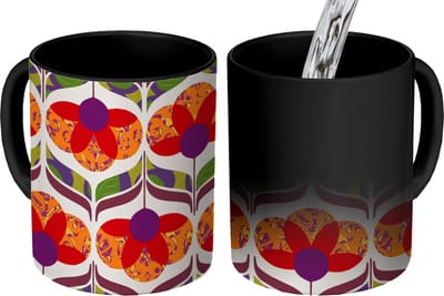Magische Mok - Foto op Warmte Mokken - Koffiemok - Retro - Flower Power - Vintage - Kleuren - Magic Mok - Beker - 350 ML - Theemok
