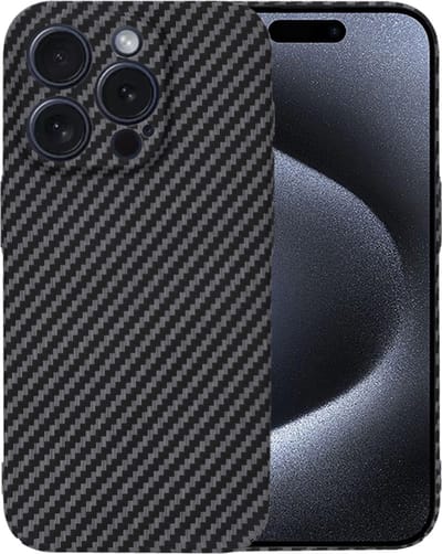 Techsuit Carbonite FiberShell Carbon Back Cover hoesje voor Apple iPhone 15 Pro - Zwart