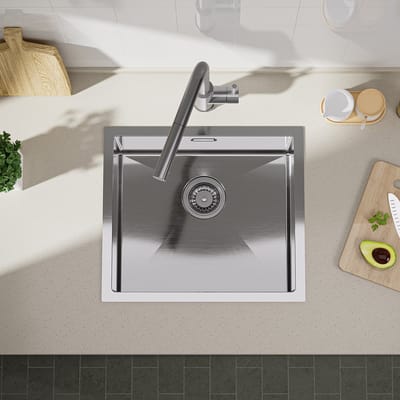 CECIPA Max Spoelbak Keuken 50x44CM - Gootsteen RVS - Spoelbakken Keuken - Wasbak Keuken - Enkele Spoelbak - Spoelbakken met afdruip - RVS