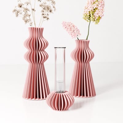 Fleuriek - Roze design vazen set van 3 - Roze - Reageerbuis vaasjes voor minimalistische inrichting