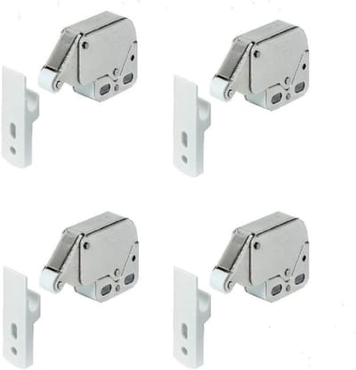 Mini Spring Latch Set van 4 Stuks, Automatische Sluiting voor Keuken en Kastdeuren, Veilig en Betrouwbaar