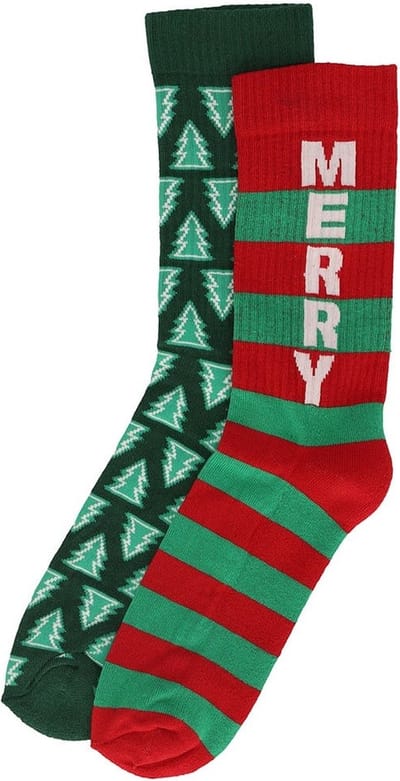 Kerstsokken Heren Dames Green / Rood Sportsokken 2-Pack - Maat 41-46
