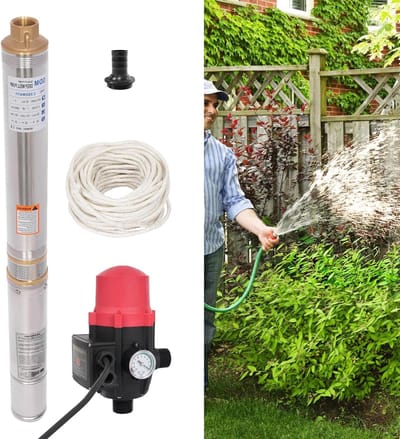 Dompelpomp - Waterpomp Bronpomp - Water Verplaatsen - Roestvrijstalen Behuizing - 70 m Max. Opvoerhoogte - Zilver
