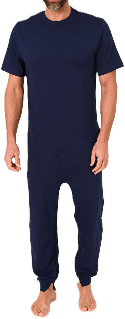 Voedingsoverall herenpyjama met korte mouwen, lange pijpen en ritssluiting op rug en been