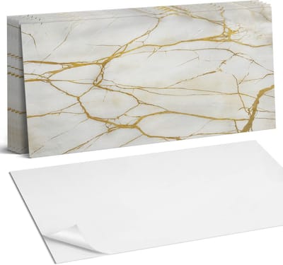 Coloray Plaktegels - Elegant marmer met aderen Wandtegel Zelfklevend - 60 cm x 30 cm - Wit Plaktegels - 6 stuks - Rechthoek PVC Tegels - Plaktegels Keuken - Zelfklevende Vloertegels Badkamer - Vinyl Tegels Zelfklevend - Zelfklevende Wandtegels