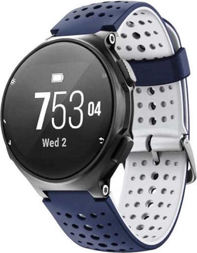 Shop4 - Geschikt voor Garmin Forerunner 735XT Bandje - Siliconen Gaatjes Wit en Blauw
