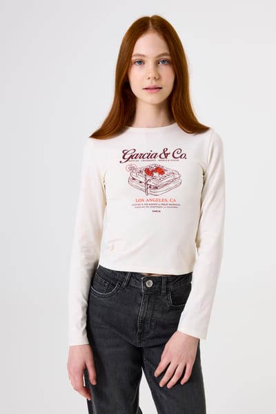 Langarm T-shirt van katoen voor meisjes Garcia