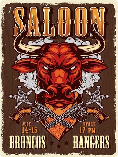 Signs USA - retro wandbord - dibond - Saloon Bull - 33 x 44 cm