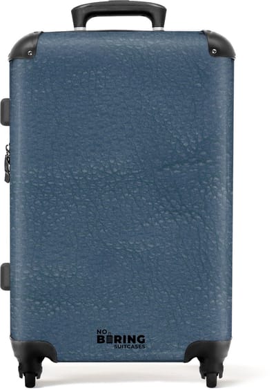 NoBoringSuitcases.com - Grote koffer - Lederen look grijs blauw - Kinderkoffer geschikt voor jongen en meisjes - Reiskoffer met 4 wielen - Trolley op wieltjes - Rolkoffer groot kinderen - 72 liter - Ruimbagage valies 20kg