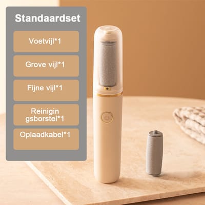 lektrische voetvijl - Eeltverwijderaar - Oplaadbaar met reisvergrendelingsfunctie - Geschikt voor 60 minuten continu gebruik - Manicureset - Тypе-с - One-touch start - Beige