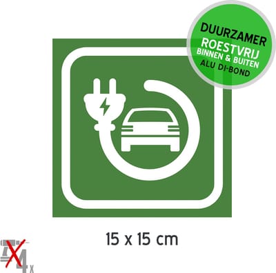 Pictogram/ bord Dibond | Laadpaal/ Laadpunt | 15 x 15 cm | Compact | Oplaadpunt elektrische auto | Duurzaam | Roestvrij | Groen | 1 stuk
