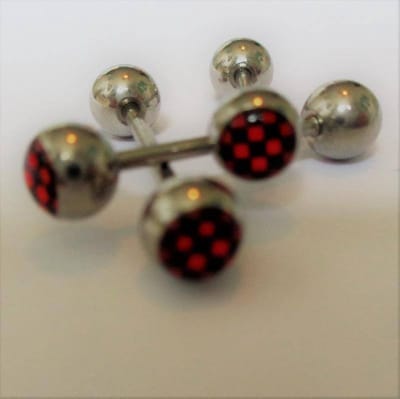 Aramat Jewels | Tongpiercings | Stijlvolle Stalen Tongpiercing met Ruitjesdesign | | | |6mm | Staal | Volwassenen | Verkleurd niet
