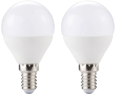 Kobi LED Lamp Mini Bolvorm E14 6W - 470lm - 4000K - 230V - Voor Slaapkamer of Bijkeuken - 2 stuks