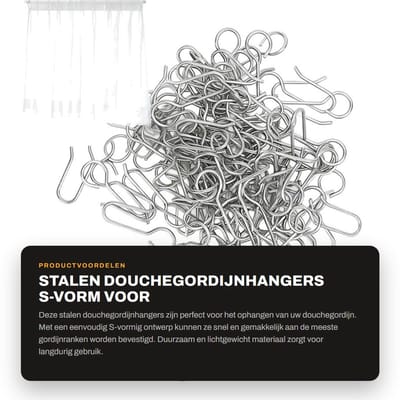 Dailygoods- Douchegordijnhangers Lichtgewicht - Stalen Gordijnhaken - Klassieke S-vormige Hangers - Eenvoudige Installatie - Geschikt voor Gordijnranken - Duurzaam Gegalvaniseerd Staal