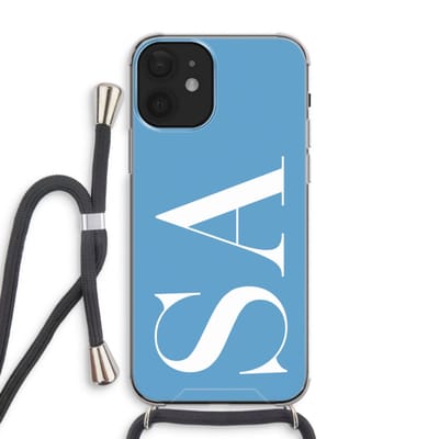 Gepersonaliseerd - Case Company® - Hoesje met koord geschikt voor iPhone 12 hoesje met Koord - Monogram N°2 - Telefoonhoesje met Zwart Koord - Extra Bescherming aan alle Kanten en Over de Schermrand