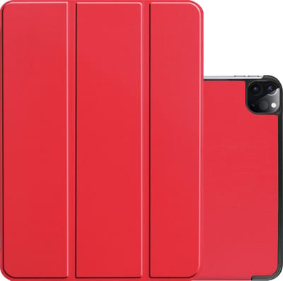 Hoes - Geschikt voor Apple iPad Pro (2022) - 11 inch - 4e generatie - Dun & Stevig - Trifold Bookcase - Hard Cover Case - Met Uitsparing Geschikt voor Apple Pencil - Hardcover Book - Tablet Hoesje - Rood
