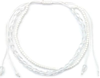 Enkelbandje - Anklet - Glaskralen - Kralen - Wit - Laagjes - Layered - Lengte Verstelbaar