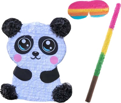 Funny Fashion Verjaardag Pinata Panda beer - 48 x 38 cm - papier - set met stok 54 cm en masker