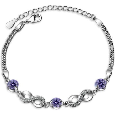 Authentiek 925 Sterling Zilver Endless Love Infinity Schakelketting Verstelbare Damesarmband Luxe Zilveren Sieraden Scb037 white