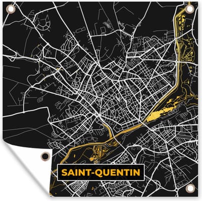 Tuin poster Kaart - Saint-Quentin - Stadskaart - Frankrijk - Stadskaart - 200x200 cm - Plattegrond - Tuindoek