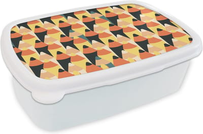 Broodtrommel Wit - Lunchbox - Brooddoos - Potlood - Patronen - Pencil - 18x12x6 cm - Volwassenen