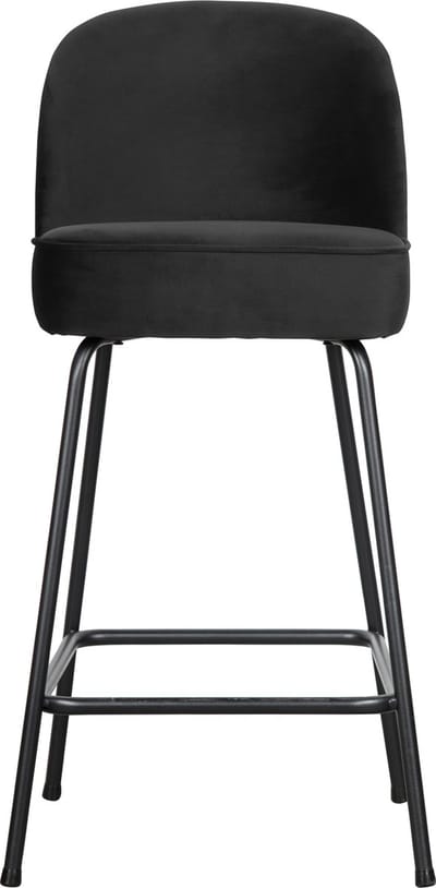 WOOOD Vogue Barstoel - Velvet - Zwart - 89x50x55