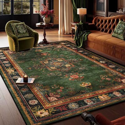 Retro Boheems Perzisch Groen Tapijt voor Woonkamer Comfortabel Zacht Antislip Slaapkamertapijt Klassieke Deurmat Wasbaar 80*120cm