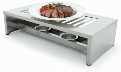 Warmhoudplaat - Bordenwarmer Theelichthouder - Eten Warm Houden - Regelbare Warmte - 26.4 x 14.9 x 7 cm - Zilver