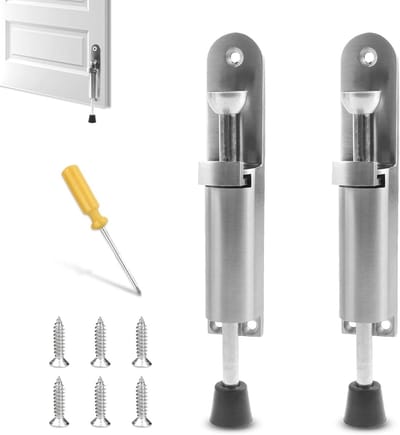 Dailygoods - Winddichte deurstopper, deurvergrendelingsset, 2 stuks voetbediening, veerbelaste zinklegering, deurhouder met rubberen buffers, voor buiten en binnen, vloervast voor garagedeur, balkondeur, houten
