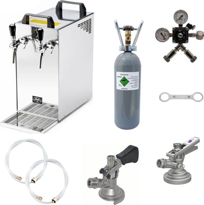 Complete set - Biertap - Kontakt 40 - 2-kraans, 50 liter/u - met Fustkoppeling KeyKeg, Type M
