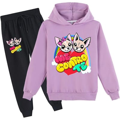 Mode Kinderen Sportkleding Me Contro Te Leuke Bedrukte Hoodies en Broeken Set Hooded Sweatshirt Pakken Trainingspak Geschikt voor Jongens en Meisjes 160