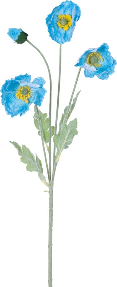 Easyplants | Kunstbloem Poppy Real Touch Blauw 60 cm | Zijde | Nepbloemen | blauw | Onderhoudsvrij | Kant-en-klaar
