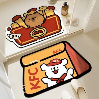 Tweedelige Cartoon Burger Vloermat Toilet Toiletdeur Sneldrogende Vloermat Entree Vloermat 40*60cm+40*60cm（2.5mm）