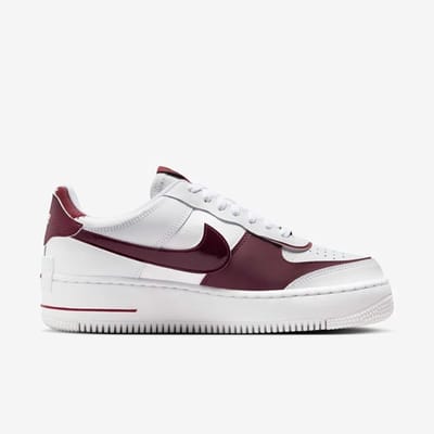 Nike Air Force 1 Shadow - Sneakers - EU 44 - White/Team Red-Night Maroon / Wit Rood Bordeaux - Air Force - Lifestyle