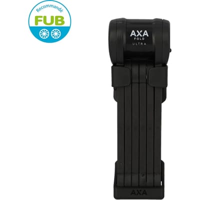 AXA Fold Ultra 90 ART 2 Vouwslot – Gehard stalen fietsslot – 90 cm – ART 2 Keurmerk – Inclusief Click‑in houder – 8 mm schakels – Voor E‑bike, fatbike en bakfiets – Zwart