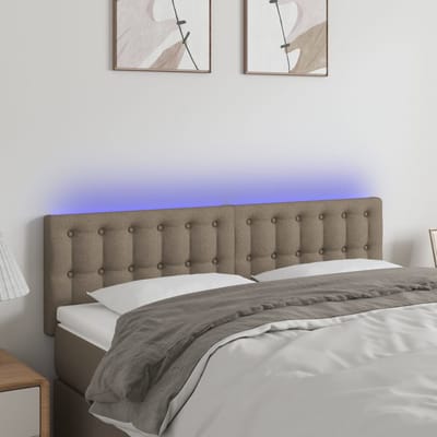 vidaXL - Hoofdbord - LED - 144x5x78/88 - cm - stof - taupe