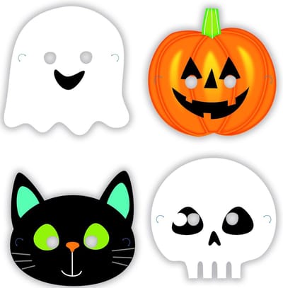 Amscan Masker Halloween Friends 16 X 23 Cm Wit/zwart 8 Stuks