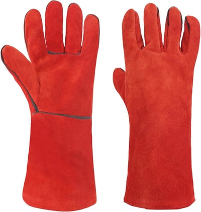 Dailygoody - Vuurvaste haardhandschoenen - Hittebescherming - Rood - Grillhandschoenen - Veilig voor koken en bakken - Uniseks