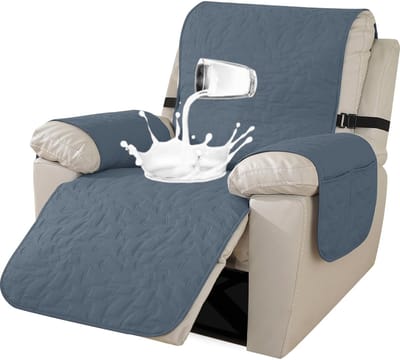 Hoes Voor Fauteuil, Relax Fauteuilbeschermer, Armchair Cover Voor Televisiestoel, Fauteuilhoes met Elastische Band, Relaxstoel Hoes Waterdicht Antislip (Groot 1 Plaats, Grijsblauw)