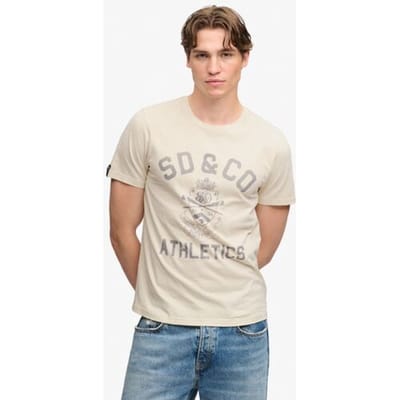 Superdry Gothic Varsity T-shirt Crème Grootte: M