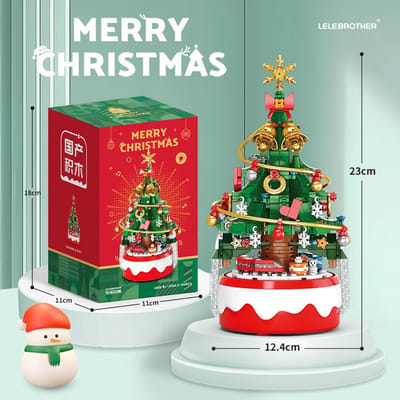 418+ PCS Kerstboom Bouwstenen/Verlichting Street View Muziekdoos Gemonteerd Bouwstenen/Kinderspeelgoed/Vakantiegeschenken