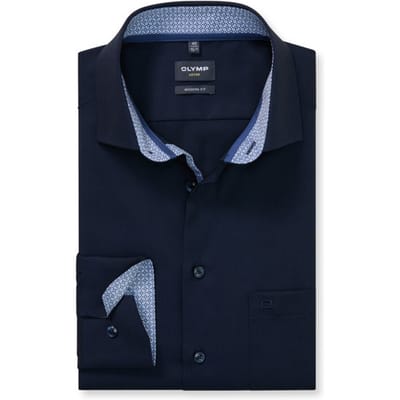 OLYMP Luxor Overhemd, Modern Fit, Global Kent, Kobaltblauw