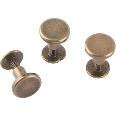 20 pièces Vis à tête plate Cuivre Laiton Écrous Clous Rivets Accessoire Capuchon Cuir (8 mm)