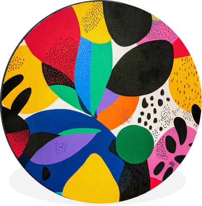 WallCircle - Wandcirkel - Muurcirkel - Vormen - Stippen - Kleurrijk - Aluminium - Dibond - 30x30 cm - Binnen en Buiten