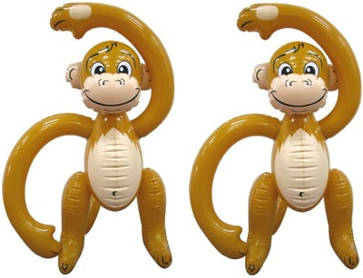 Henbrandt Opblaasbaar aapje - 2x - 61 cm - Tropische feest decoratie