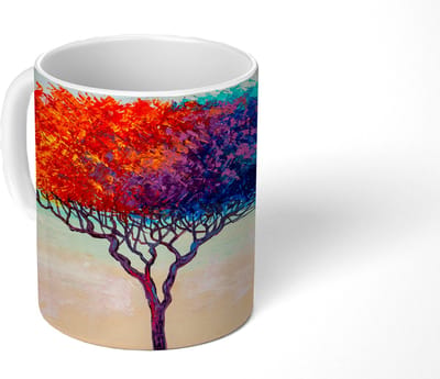 Mok - Koffiemok - Schilderijen - Olieverf - Boom - Regenboog - Mokken - 350 ML - Beker - Koffiemokken - Theemok
