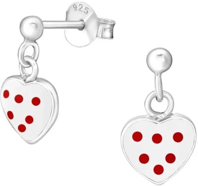 Aramat Jewels | Oorbellen | Zilveren Hartjes Oorstekers met Hangertje – 925 Zilver Meerdere Kleuren | Hart-Zirkonia-Roze-5mm | |7mm | Zilver | Kinderen, Volwassenen | Verkleurd niet