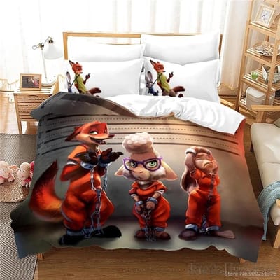 Cartoon Zootopia Zootropolis 3D-geprint Dekbedovertrekset HD Dekbedovertrek Beddengoed voor Kinderen Beddengoedsets Slaapkamerdecor US King 260x229cm